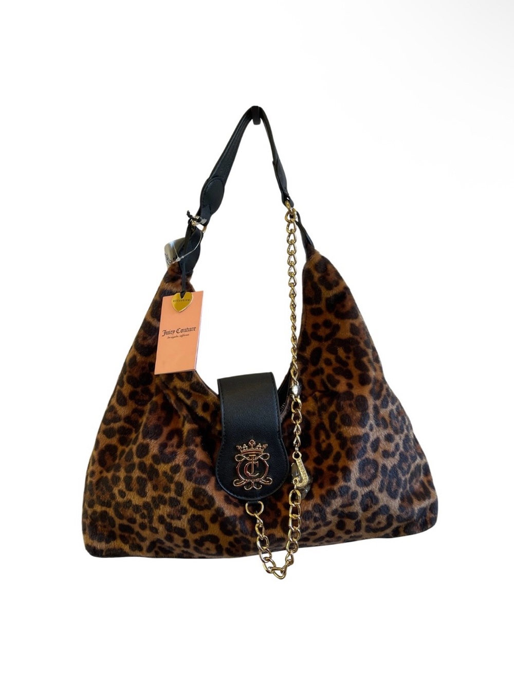 Juicy Couture Juicy Royal Crest Large Hobo/Coho Natural Leopard Y2K - NWT **